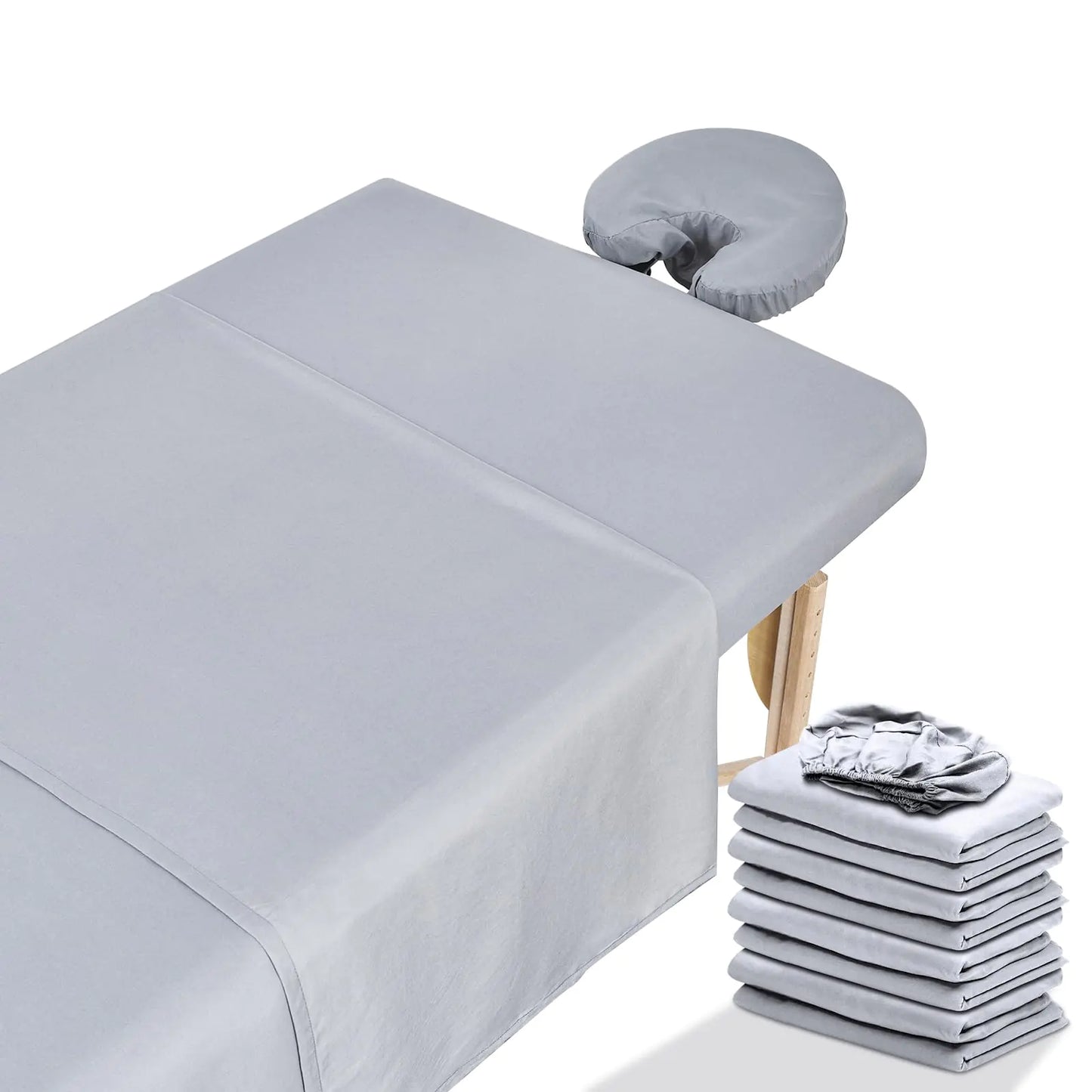 12 Pcs 4 Sets Premium Microfiber Massage Table Sheet Set Include Massage Table Cover Massage Fitted Sheet Massage Face Rest Cover for Beauty Salon Spa Hair Salon (Light Grey)