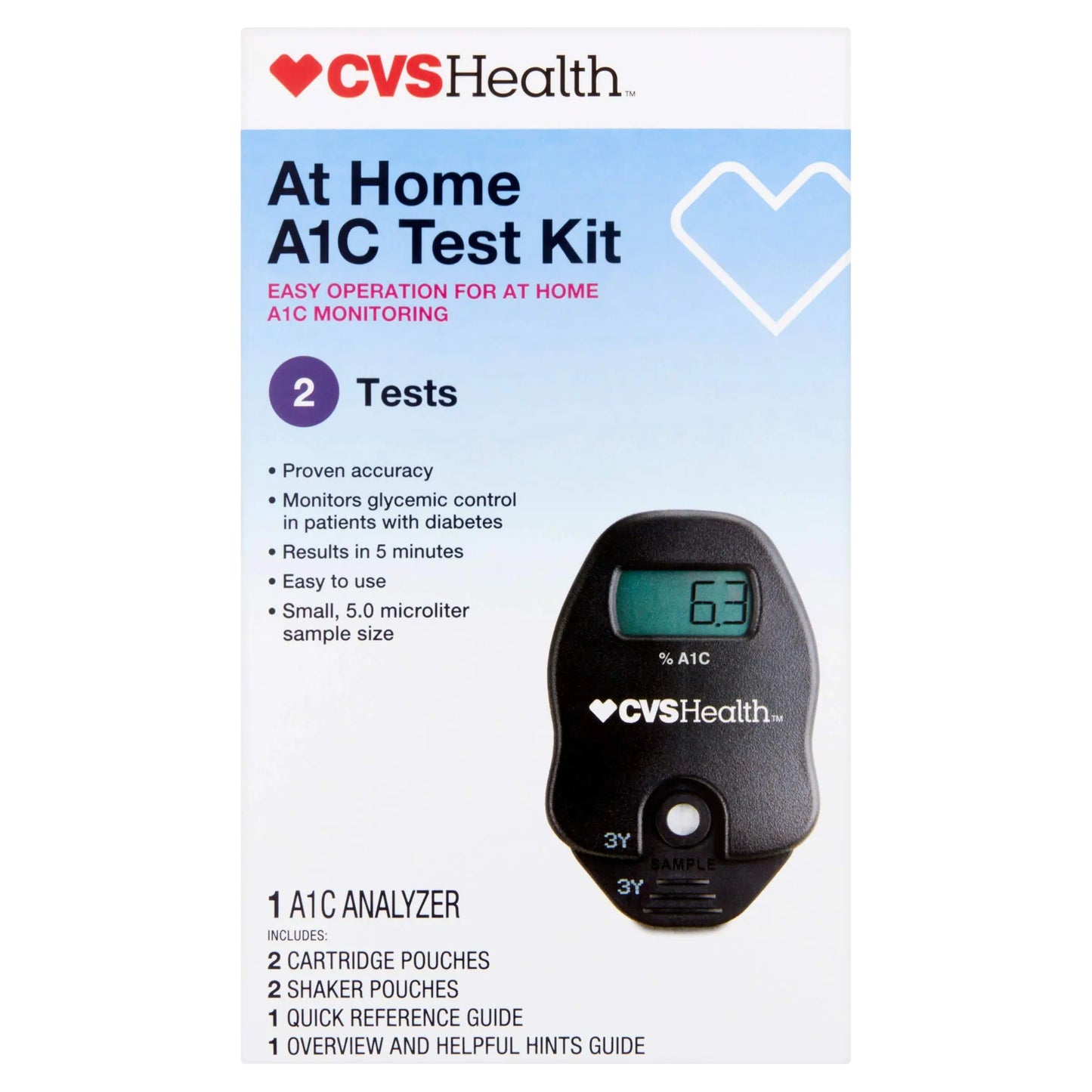 CVS A1C At Home Test Kit Home Use Monitoring of Glycemic Control Easy Operation for at home A1C Monitoring