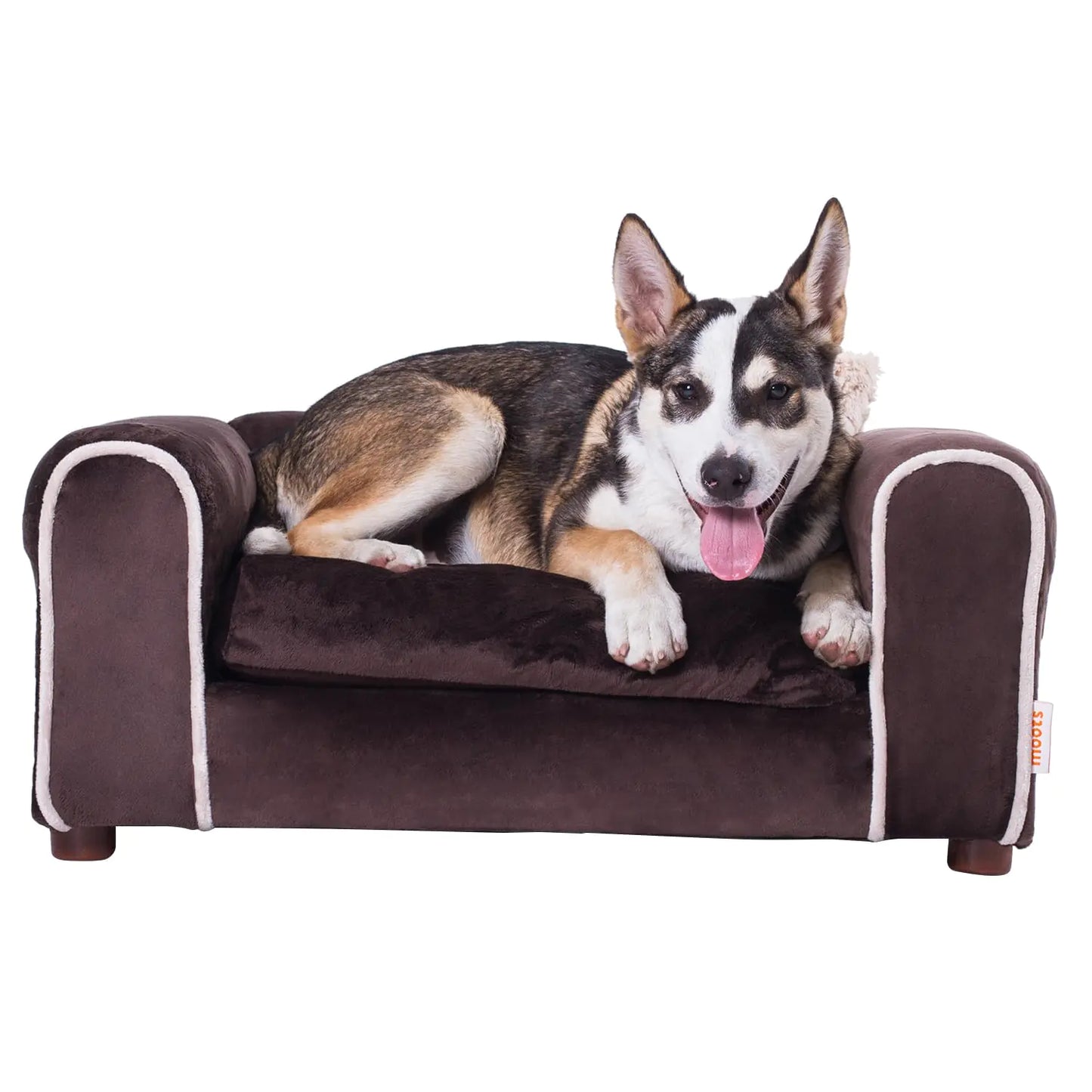 Moots Furry Pet Sofa Lounge Pet Sofa Bed Deluxe Sofa Pet Bed Sofa for Dogs with 2 Furry Pillows Dog Sofa Easy to Coordinate Stylish and Easy to Clean Couch for Dogs Chocolate Medium - Small