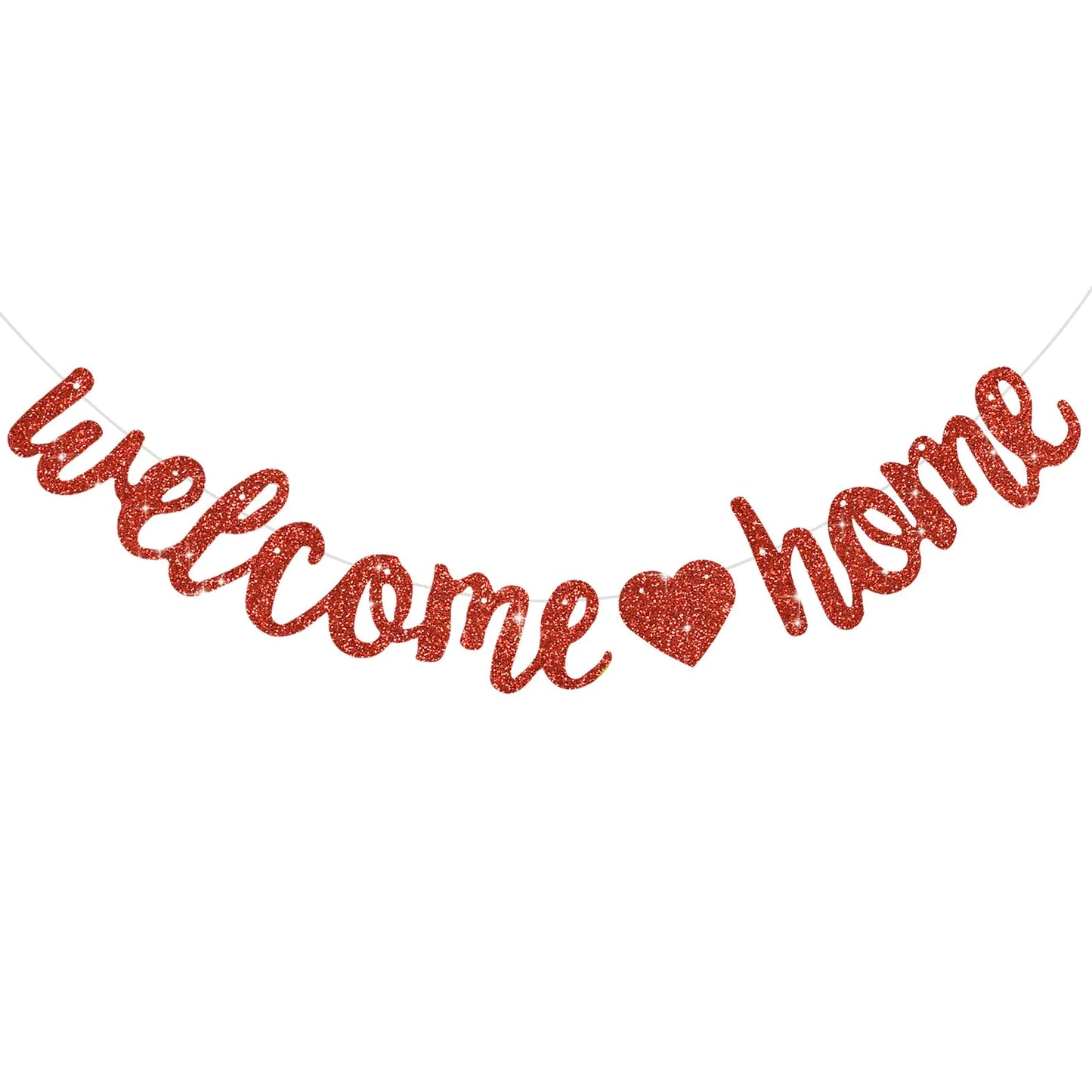 BEISHIDA Red Welcome Home BannerNo DIYPre-Strung Welcome home DecorationsGlitter welcome home Party SignHomecomingHousewarmingGraduation Ceremony Family Reunion Military Return Party Supplies