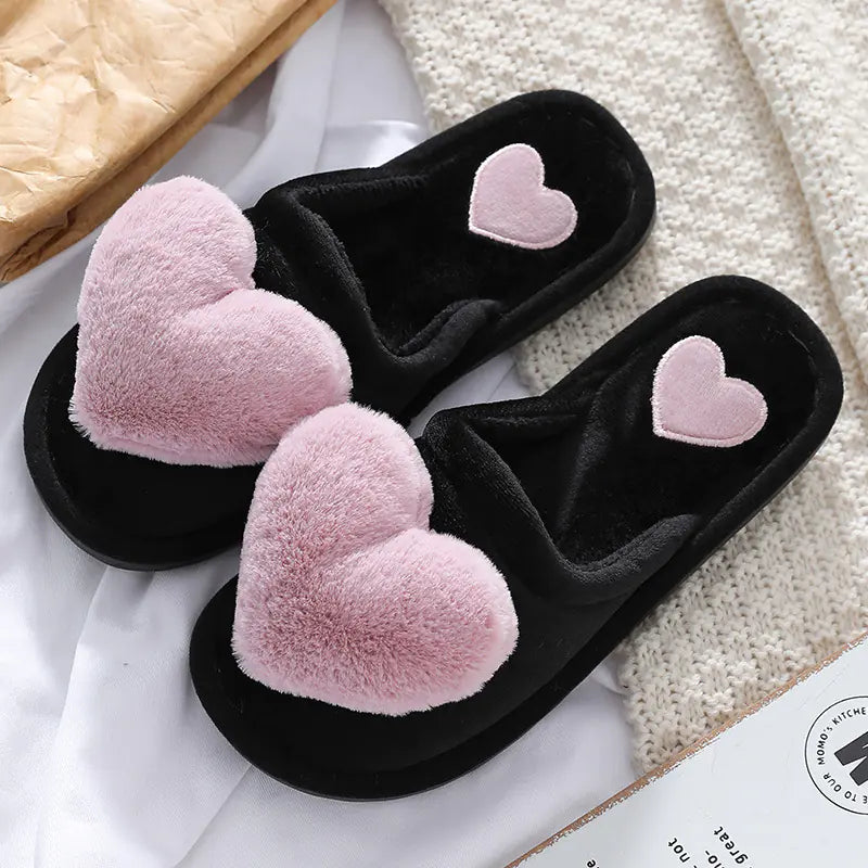 Cute Fluffy Love Home Slippers