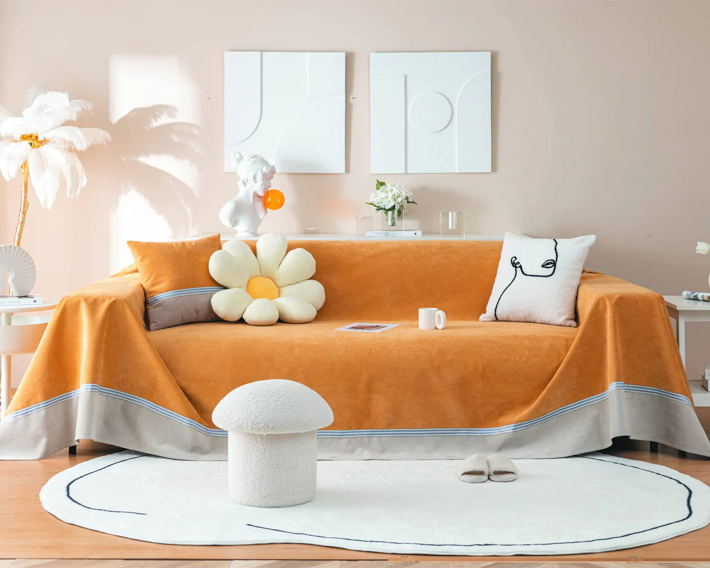 Mxaeyr Waterproof Sofa Cover for Pets Mustard Yellow Couch Covers for Sectional Sofa Simple Style Sofa Covers for 1-2 Cushion Couch Waterproof Durable and Washable M 79" x 91"