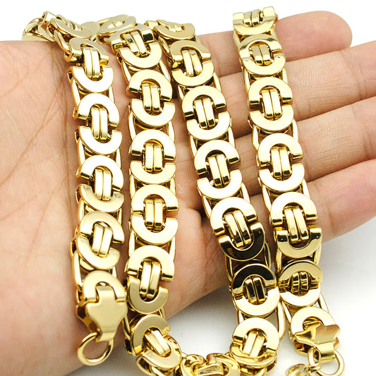 Byzantine Titanium Steel Necklace Set for Men