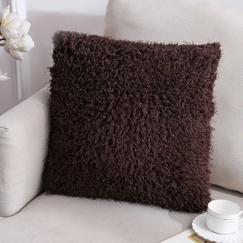Solid Color Plush Pillow for Sofa
