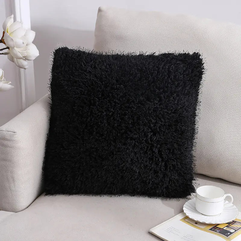Solid Color Plush Pillow for Sofa