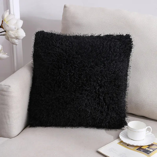 Solid Color Plush Pillow for Sofa