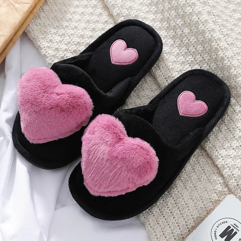 Cute Fluffy Love Home Slippers