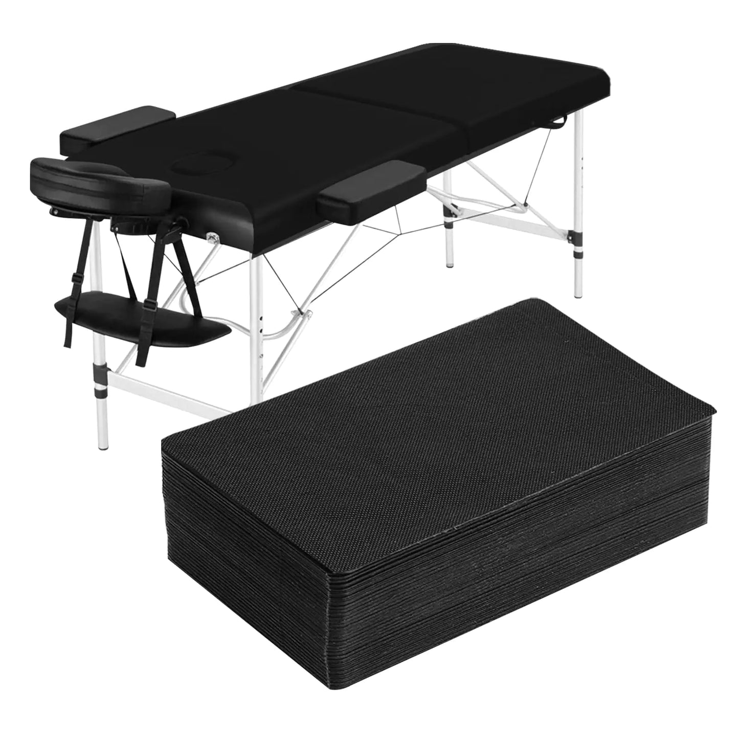 20pc 31" X 70" Massage Table Sheets Waterproof and Oil Proof Disposable Bed Sheets Non Woven Fabric SPA Bed Cover for Massage Beauty Tattoos Black