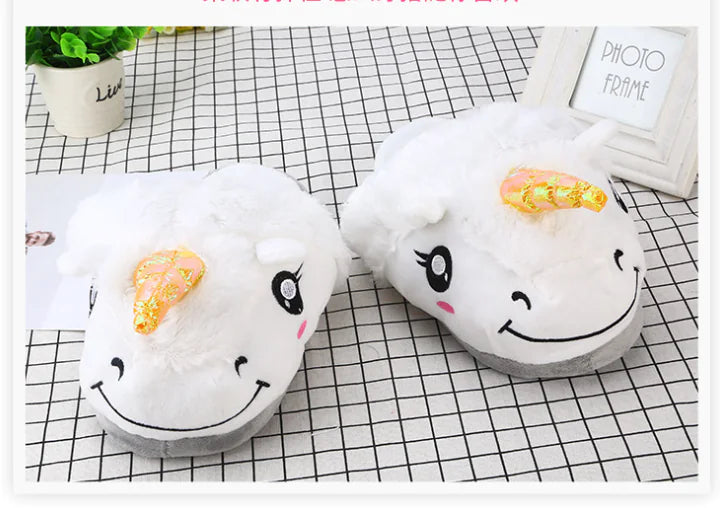 Plush Unicorn Home Slippers