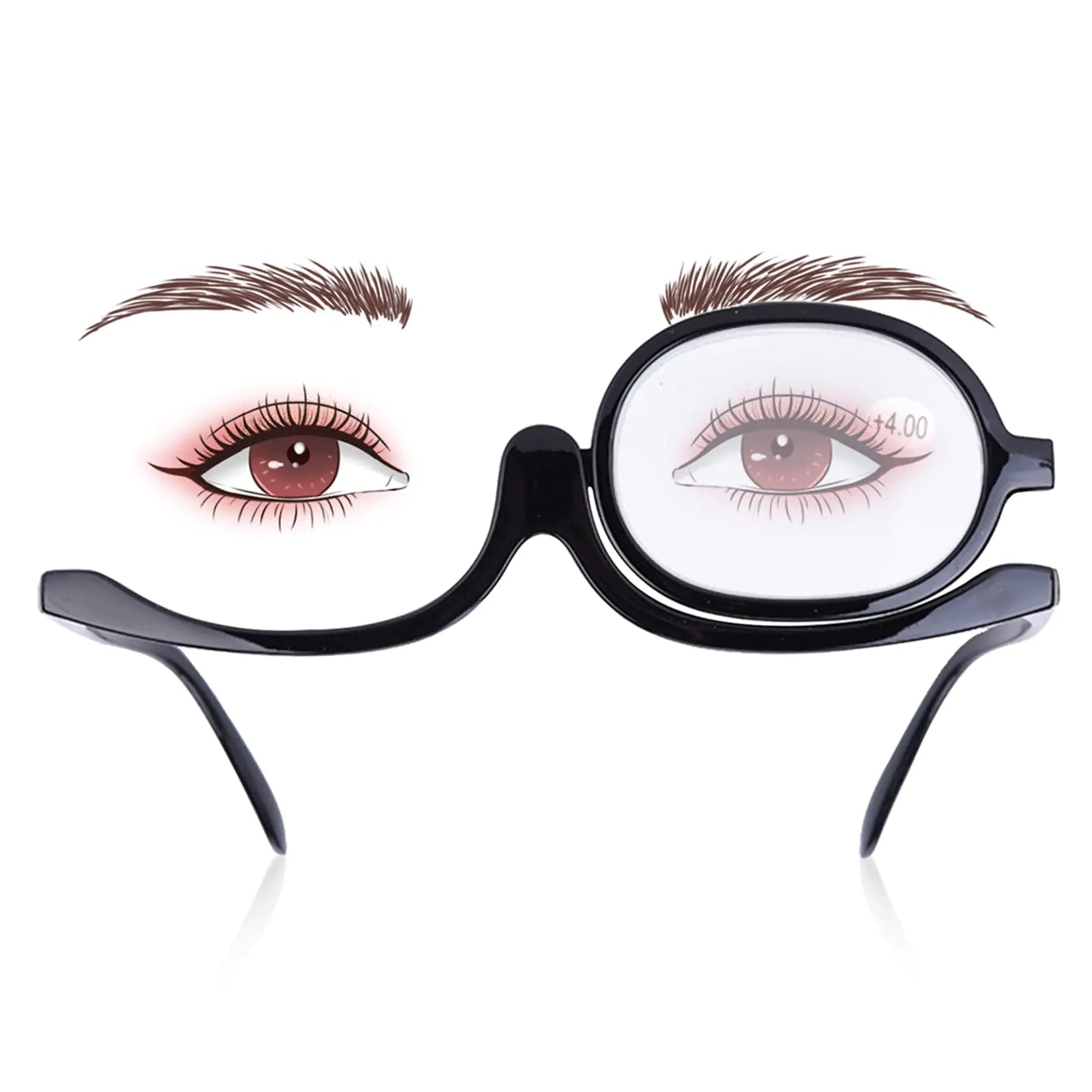 Eyeglasses for Makeup Application Makeup Glasses with Magnify Eye Rotating Makeup Glasses for Women Makeup Essential Tool(Red +150)