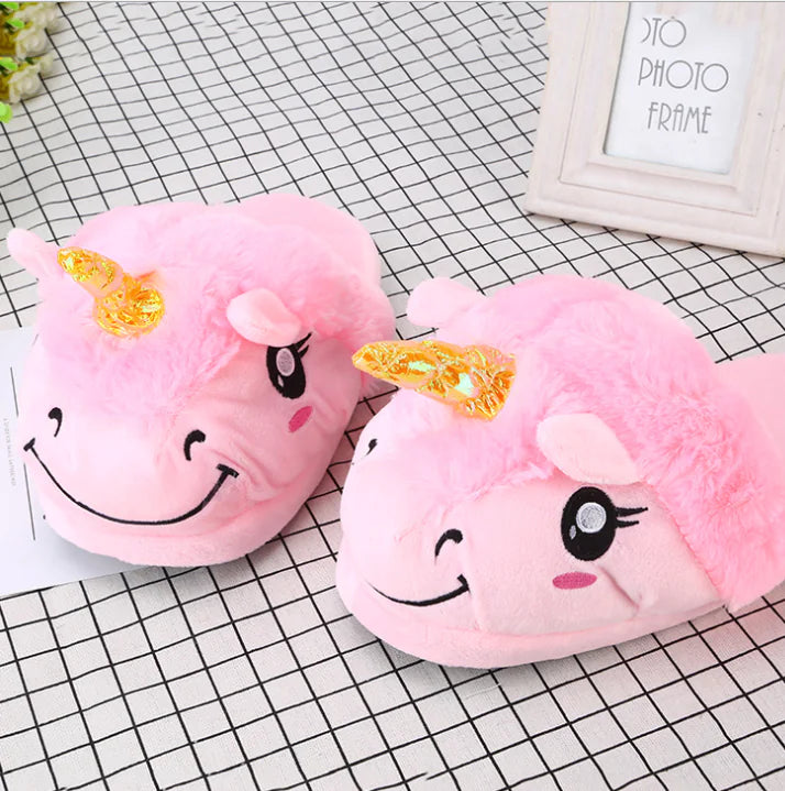 Plush Unicorn Home Slippers