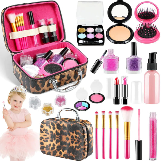 Kids Makeup Kit for Girls Washable Makeup Set Toy 23PCS Real Makeup Set Safe & Non-Toxic Little Girls Makeup Kit Pretend Makeup for Kids Girls Toddlers Age 3 4 5 6 7 8 9 10 11 12 Year Old