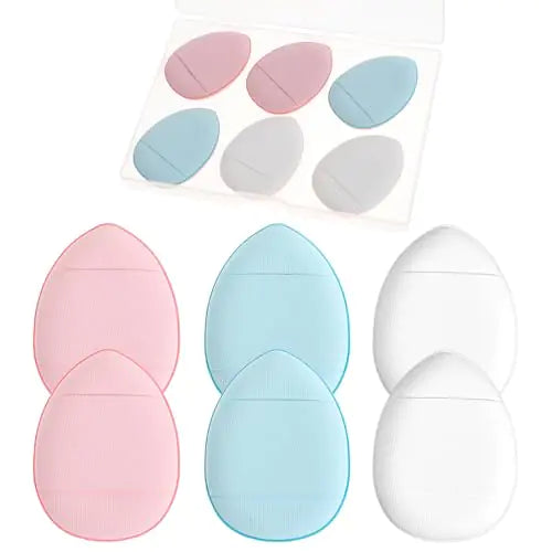6Pcs Mini Powder Puff Soft Finger Makeup Puff Mini Makeup Sponges with Small Case for Foundation Makeup Setting Concealer Loose Powder Blush Dry and Wet Beauty Makeup Tools