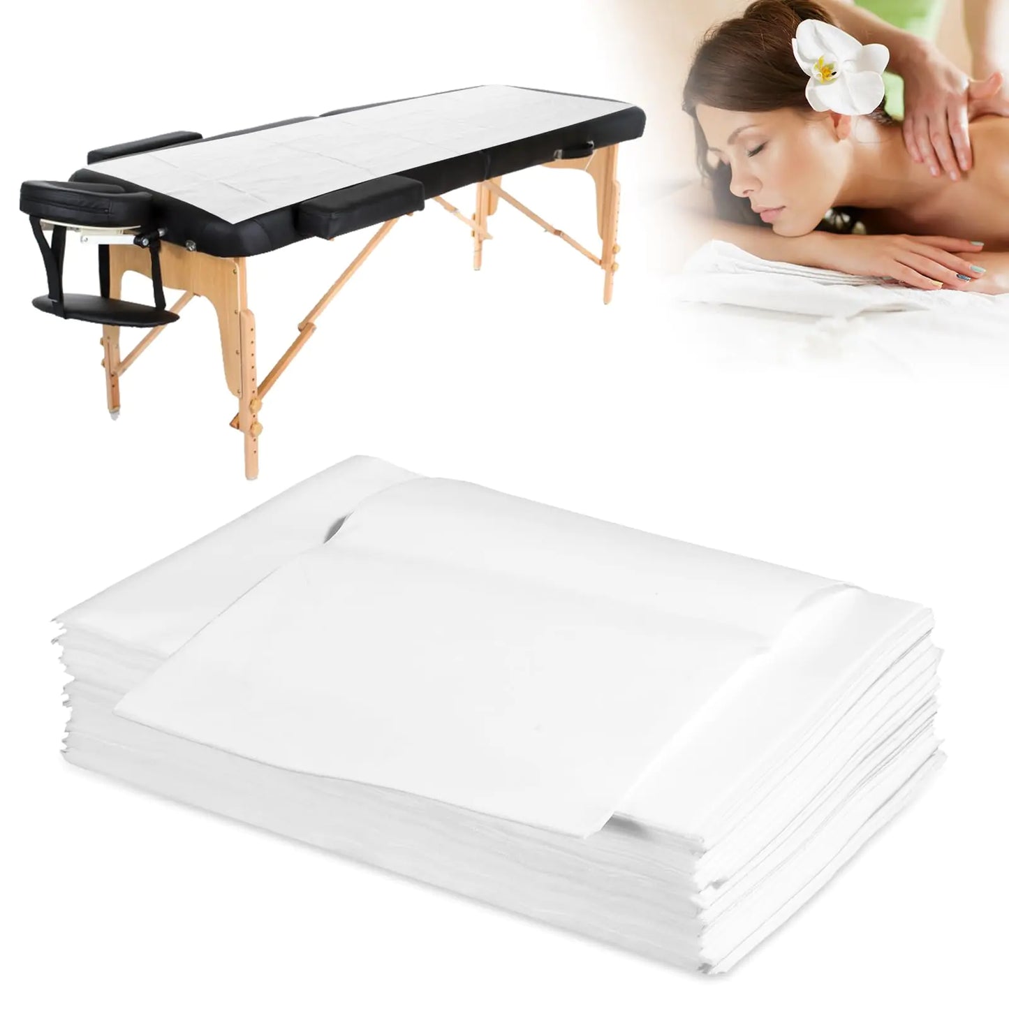 20 Pieces Disposable Massage Table Sheets 31" x 70" Oil-proof Waterproof Bed Sheets Non Woven Fabric SPA Bed Cover Breathable for Massage Beauty Tattoos and Spa Treatments(20PCS-Thick)