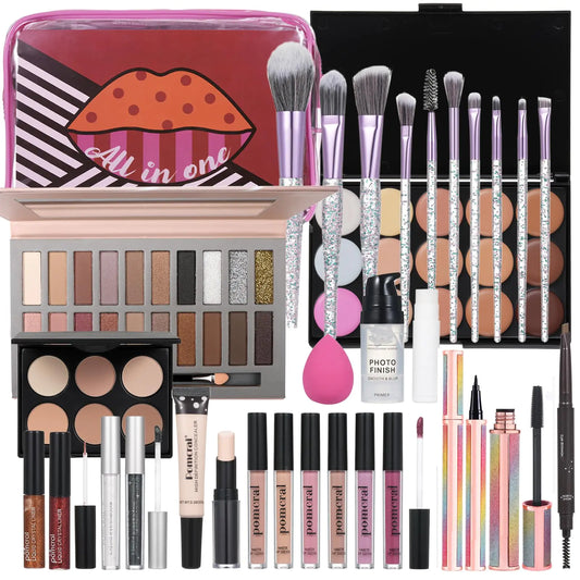 Travel Makeup Kit Makeup Kit For Women Full Kit Makeup Kit for Girls Ages 8-12 Makeup Set For Teens Girls Beginner Make Up Kits For Adult Holiday Gift Set