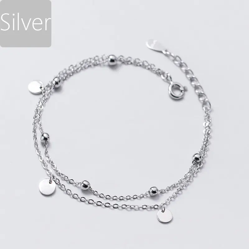 Double Layer Shiny Pearl Bracelet in Silver Fashion