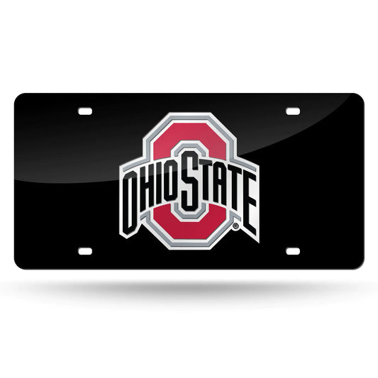 Rico Industries NCAA Ohio State Buckeyes Laser Inlaid Metal License Plate Tag  6 x 12-inches