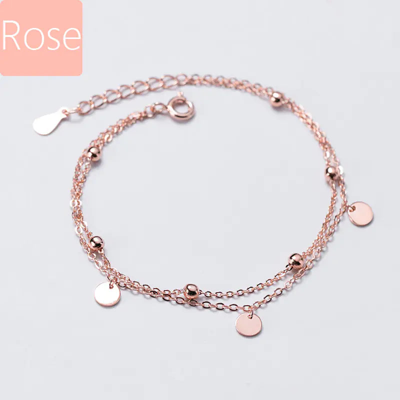 Double Layer Shiny Pearl Bracelet in Silver Fashion