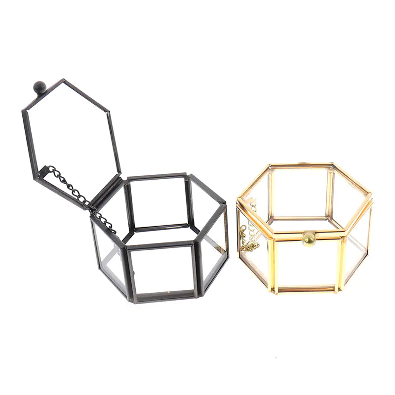 Geometric Transparent Crystal Jewelry Organizer Box